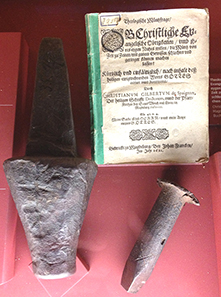Early set of dies used for hammered coinage in the Museum of Municipal History Leipzig.