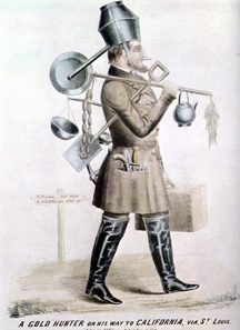 Contemporary caricature of a gold prospector.
