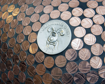The Gromit medallion. © The Royal Mint.