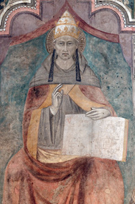 Main panel of a triptych with St Peter Celestine (pope Celestine V) and monks. Photo: Marie-Lan Nguyen / Wikipedia.