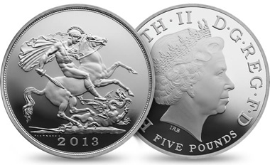 Great Britain / 5 GBP / silver .925 / 28.28g / 38.61mm / Design: Ian Rank-Broadley FRBS (obverse), Benedetto Pistrucci (reverse) / Mintage: 10,000.