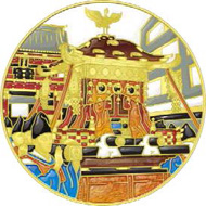 Cloisonné Silver Medallion 'Kanda Festival' / silver / 60mm / ca. 160g / Mintage: 500.