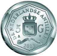 Curaçao and Sint Maarten / 5 Guilders / 925 silver / 11.9g / 29mm / Mintage: 750.