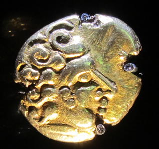 Celtic coin following the Macedonian model, 2nd-1st cent. B. C., found near Nagold, Calw district. Photograph: KW.