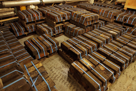 The over 60 tons of silver, recovered by Odyssey Marine Exploration in July 2013, from the 4,700 meter deep SS Gairsoppa shipwreck, is documented, collected and stored aboard the Seabed Worker as Odyssey continues its 24 hour recovery 300 miles off the coast of Galway, Ireland. Photo: Odyssey Marine Exploration, Inc., www.odysseymarine.com