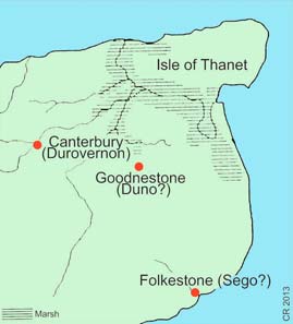 Amminus minted at Duno and Sego. His command of Kent, with sea on three sides, probably gave him control of cross-channel trade. Did the prince become a pirate? Photo: Chris Rudd.