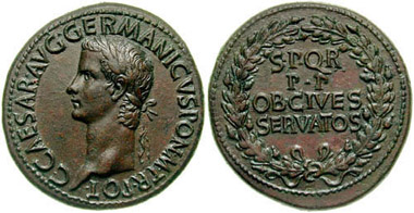 Brass sestertius of Caligula, struck at Rome, AD 39-40, around the time that Amminus surrendered to him at Mainz. Photo: Classical Numismatic Group.