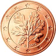 An oak branch as the motive of our 1, 2 and 5 Cent coins.