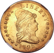 5871: 1795 $10 Draped Bust Eagle 13 Leaves MS65 NGC. BD-5, R.5. Realized: $675,625.