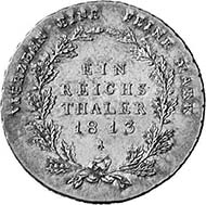 Prussia. Frederick William III, 1797-1840. Taler, Berlin, 1813. Jaeger 33. From auction sale Münzen und Medaillen AG 91 (2001), 117.