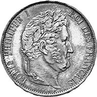 France. Louis-Philippe I, 1830-1848. 5 Francs 1848, Straßburg. Dav. 91. From auction sale MMAG 91 (2001), 686.