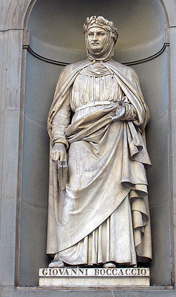 Statue of Giovanni Boccaccio outside the Uffizi, Florence. Source: Wikipedia.