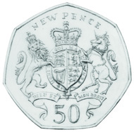 Ironside's sketched design submissions for the new decimal 50p.
