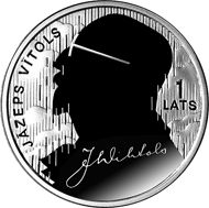 Latvia / 1 lats / silver .925 / 22.0 g / 35.0 mm / Design: Arvids Priedite (graphic design) and Janis Strupulis (plaster model) / Mintage: 3,000.
