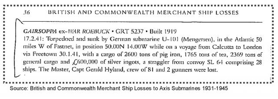 Source: British and Commonwealth Merchant Ship Losses to Axis Submarines 1939-1945. Photo: Odyssey Marine Exploration, Inc., www.odysseymarine.com.