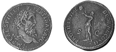 Imitation by Cavino of a sestertius of Pertinax.