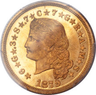 6752: 1879 $4 Flowing Hair, Judd-1635, Pollock-1832, R.3, PR65 Cameo PCGS Secure. $193,875.