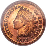 6235: 1864 1C L On Ribbon PR65 Red NGC. Snow-PR2. $141,000.