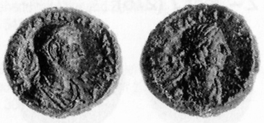 Aurelianus, 270-275, and Vaballathus. Tetradrachm, 270/1. Av. bust of Aurelianus with laurel wreath r. Rev. bust of Vaballathus with diadem and laurel wreath r. G. 3056. Blancon, list 31 (1999-2000), 746.