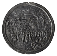 Lot 188. Southern Netherlands, Antwerp. Attributed to Jacques Jonghelinck (1530-1606). Ca. 1580. The demolition of the citadel of Antwerp in 1577. EF. Published: H. Jongeling, 'Het slechten van de vestingwerken van de citadel van Antwerpen. Een aan Jacques Jonghelinck toegeschreven loden plaquette' in De Beeldenaar 5 (2013) 207-210. 4,250 euros.