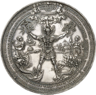 Hamburg. Silver medal from 1636 by Sebastian Dadler. 79 mm; 127.11 g. Gaed. 1553. Maué 39. Very rare. Extremely fine to FDC. From auction sale Künker 242 (20th November 2013), nr. 3527. Estimate: 20,000 euros.