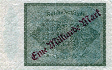 Weimar Republic. 1000 mark 1922 stamped as 1 million mark. Photo: MoneyMuseum.