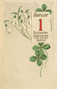 Postcard with good wishes for the new year, around 1900. Source: Wikicommons.