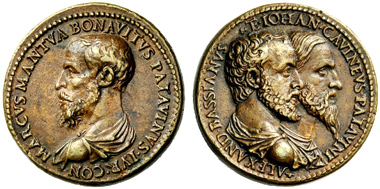 Medal by Giovanni da Cavino. Rev. Busts of Alexander Bassianus (in the front) and of Giovanni da Cavino (behind) r. NAC 53 (2009), 569.