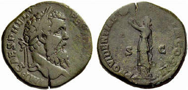 Model for Cavino's imitation: sestertius of Pertinax. From NAC 54 (2010), 1197.