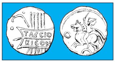 Tasciovanos gold stater, 48% gold, reportedly 'procured by the Rev. E. Trafford Leigh from a peasant at Rome.' How did it get there? Acquired by the British Museum in 1855. Picture: J.Y. Akerman, 1846.