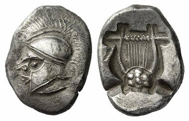 97: Thraco-Macedonian tribes. Uncertain mint. Double siglos, c. 500 B. C. Extremely rare. Extremely fine. Starting price: 24,000 euros. Hammer price: 65,000 euros.