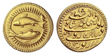 681: Islam. Mughal Empire. Nur-ad-Din Muhammad Jahangir, 1605-1628. Zodiac mohur, 1618. Rosen Coll. and Numismatik Lanz 41 (1987), 1162. Very rare. About extremely fine / extremely fine. Starting price: 4,500 euros. Hammer price: 42,000 euros.