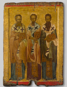Processional icon of Three Hierarchs, first half of 14th century. Byzantine and Christian Museum, Athens.