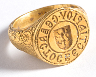 Signet ring of a Byzantine officer, 14th century gold. Museum of Mistra.