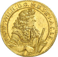 33: Brandenburg-Prussia. Frederick William, 1640-1688. Ducat 1687, Berlin. Friedberg 2231. From auction sale Künker 244 (6th February 2014), 33 (extremely fine to FDC; estimate: 20,000 euros).