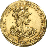 415: Denmark. Christian V, 1670-1699. 2 ducats 1688, Copenhagen. Friedberg 167. From auction sale Künker 244 (6th February 2014), 415 (about extremely fine; estimate: 15,000 euros).