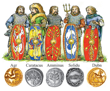 Of the five possible sons of Cunobelinus only Agr and Dubn seem to have struck gold coins, which may be indicative of their superior status. Source: Jane Bottomley & Chris Rudd.