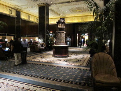 The lobby with its famous clock. Photo: UK.
