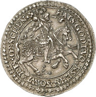 Ernst of Holstein-Schaumburg, 1601-1622. Medal with the weight of a 1/2 thaler. Lange 838. From auction sale Künker 244 (6th February 2014), no. 316. Of greatest rarity. Extremely fine. Estimate: 25,000 euros.