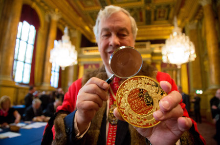 Around 40,000 coins are being inspected during this year's Trial of the Pyx. Photograph: The Goldsmiths' Company/Richard Lea-Hair
