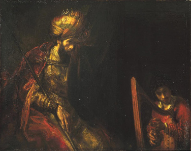 Rembrandt or workshop, Saul and David, between 1650 and 1670. Source: Wikicommons.