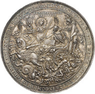 On March 13, 2014, in Künker auction sale 247, a silver medal created by Sebastian Dadler on the funeral of the Swedish King Gustavus II Adolphus at Riddarholm Church will be available for sale. The perfectly preserved showpiece, which is now part of the Baums collection, comes from the Hagander Collection and is estimated at 4,000 euros.