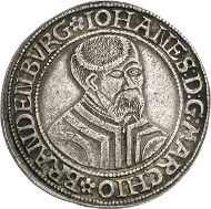 29: Germany / Brandenburg-Prussia. John of Küstrin, 1535-1571. Thaler 1545, Krossen. Dav. 8956. Very rare. Very fine to extremely fine. Estimate: 40,000 euros. Hammer price: 55,000 euros.