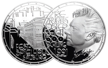 500 shilling coin 1991. Herbert von Karajan. Herbert Wähner. Photo: Austrian Mint.