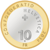 Switzerland / 10 SFR / Aluminium-bronze, Copper-Nickel / 15g / 33mm / Design: Thyl Manuel Eisenmann / Mintage: 90,000 (uncirculated), 11,000 (polished proof).
