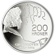 Constitution bicentenary 2014 200-krone silver coin. © Norges Bank.
