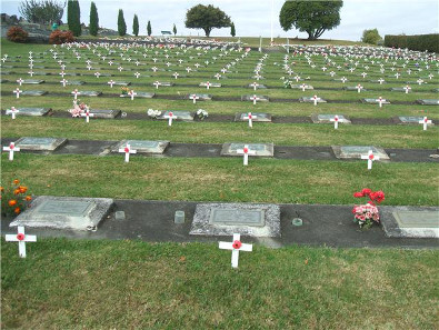 Each year on ANZAC Day in Te Awamutu, New Zealand the graves of War Veterans are decorated/ Wikipedia.