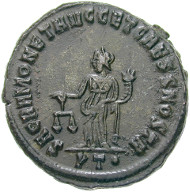 Roman Imperial Times. Diocletian (284-305). Follis (or nummus), Ticinum, 297. Laureate head of Diocletian r. Rev. Genius of the Roman people, holding scales in the right hand and a cornucopia in the left arm. © MoneyMuseum, Zurich.