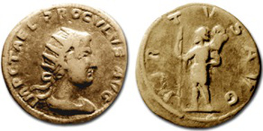Another specimen of a cast produced from the same counterfeit 16th century matrices. The coin is preserved at the Bibliothèque Nationale in Paris. Source: S. Estiot, Atti del XIIe colloque international de l'HA, 2-4 juin 2011 Nancy, Probus et les 'tyrans minuscules', Proculus et Bonosus. Que dit la monnaie?, in the press.).