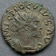 The first known antoninianus of Proculus. Auction sale Aufhäuser 8, 9-10/X/1991, 640, (München 1991/350). Foto (c) Andreas Pangerl, www.romancoins.info